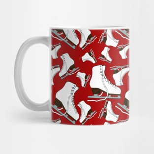 Figure Skates on Crimson Background Design Mug